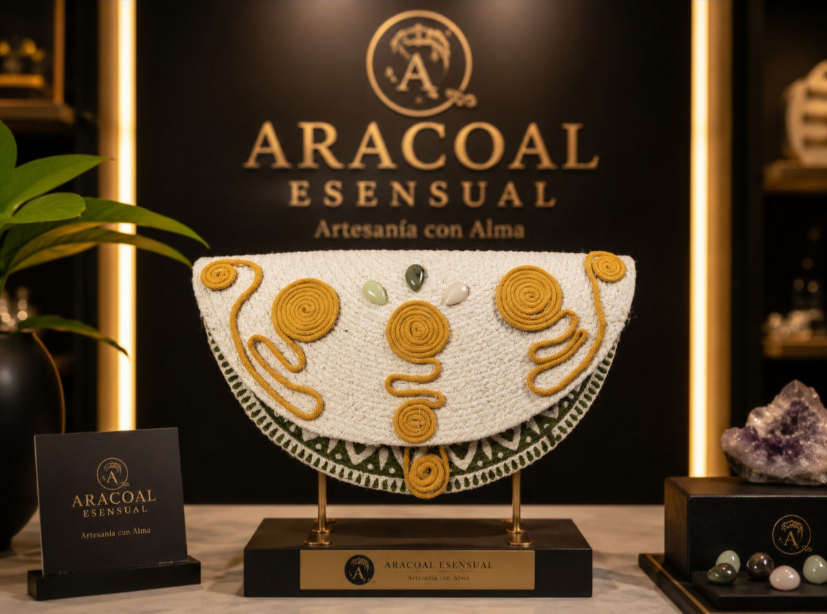 Cartera artesanal dorada de Aracoal Esensual